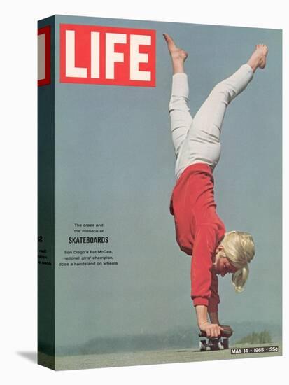 Girl Doing Handstand on Skateboard, May 14, 1965-Bill Eppridge-Premier Image Canvas