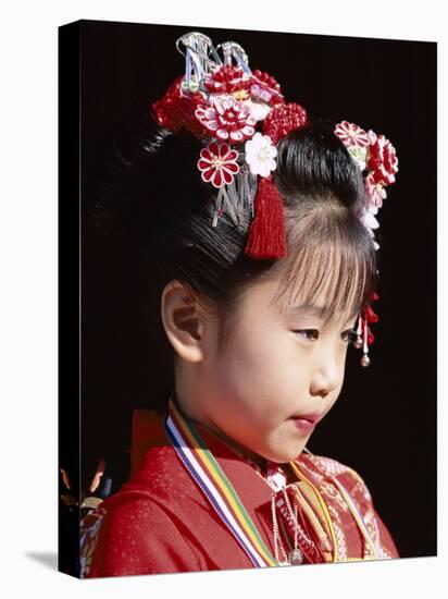 Girl Dressed in Kimono, Shichi-Go-San Festival (Festival for Three, Five, Seven Year Old Children)-null-Premier Image Canvas