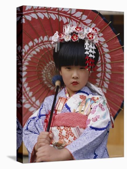 Girl Dressed in Kimono, Shichi-Go-San Festival (Festival for Three, Five, Seven Year Old Children)-null-Premier Image Canvas