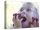 Girl Eating Raspberries, Bellingham, Washington, USA-Steve Satushek-Premier Image Canvas