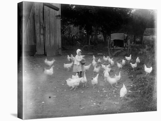 Girl Feeding Chickens-null-Premier Image Canvas