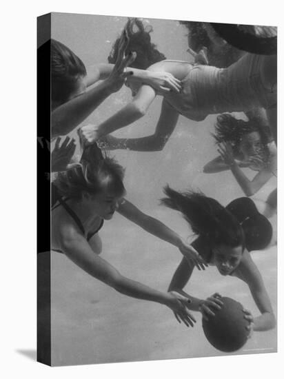 Girl Getting Her Hair Pulled as Swimmers Play a Fast Scrimmage of Water Polo at Athletic Club-Peter Stackpole-Premier Image Canvas