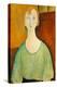 Girl in a Green Blouse, 1917-Amedeo Modigliani-Stretched Canvas