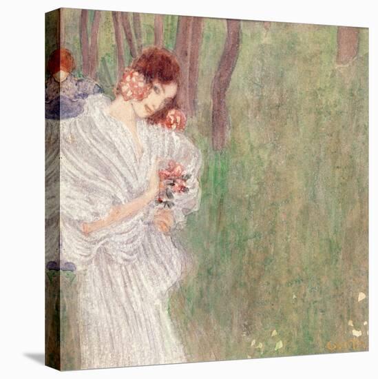 Girl in a White Dress Standing in a Forest-Gustav Klimt-Premier Image Canvas