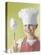 Girl in Chef's Hat and Apron with Beater-Kai Schwabe-Premier Image Canvas