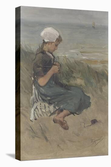 Girl Knitting in the Dunes, by Bernardus Johannes Blommers, C. 1890-1920, Watercolor Painting-Bernardus Johannes Blommers-Stretched Canvas