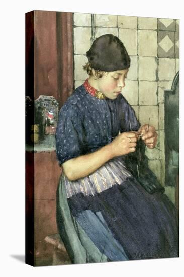 Girl Knitting-Walter Langley-Premier Image Canvas