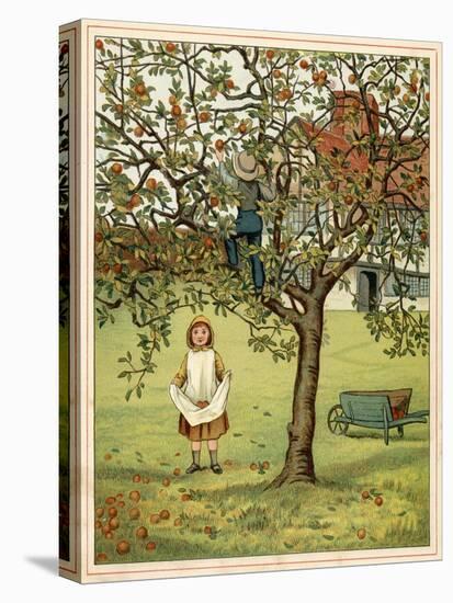 Girl Picks Fruit 1881-Thomas Crane-Stretched Canvas
