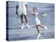 Girl Playing Tennis Under Supervision of a Coach-null-Premier Image Canvas