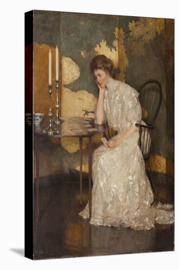 Girl Playing with Solitaire (Oil on Canvas)-Frank Weston Benson-Premier Image Canvas