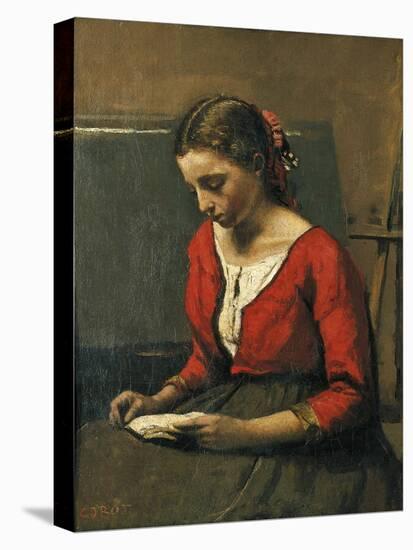 Girl Reading-Jean-Baptiste-Camille Corot-Premier Image Canvas