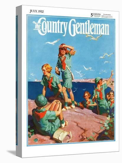 "Girl Scouts at Sea Shore," Country Gentleman Cover, July 1, 1932-Frank Bensing-Premier Image Canvas