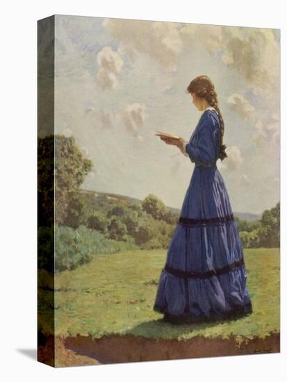 Girl Stands in a Field Reading Her Book-Harold Knight-Premier Image Canvas