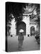 Girl Wearing Ao Dai Dress, Tran Quoc Pagoda, West Lake (Ho Tay), Hanoi, Vietnam-Jon Arnold-Premier Image Canvas