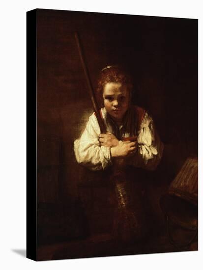 Girl with a Broom, 1640-Rembrandt van Rijn-Premier Image Canvas