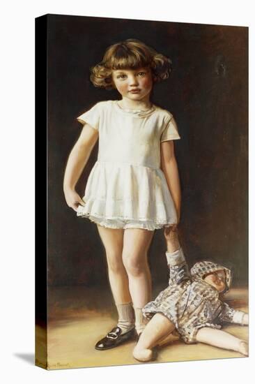 Girl with a Doll, (Oil on Canvas)-Ralph Peacock-Premier Image Canvas