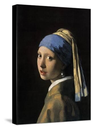 Girl with a Pearl Earring Vertical Framed Premium Gallery Wrap Canvas/Painting/Masterpiece/Wall Art/Baroque/Dutch/Tronie/Johannes Vermeer