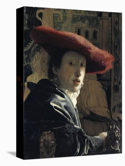 Girl with a Red Hat-Johannes Vermeer-Premier Image Canvas