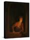 Girl with an Oil Lamp at a Window, 1645-75-Gerrit or Gerard Dou-Premier Image Canvas