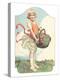 Girl with Basket of Vegetables-null-Stretched Canvas