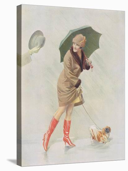 Girl with Boots and Dog-The Vintage Collection-Stretched Canvas