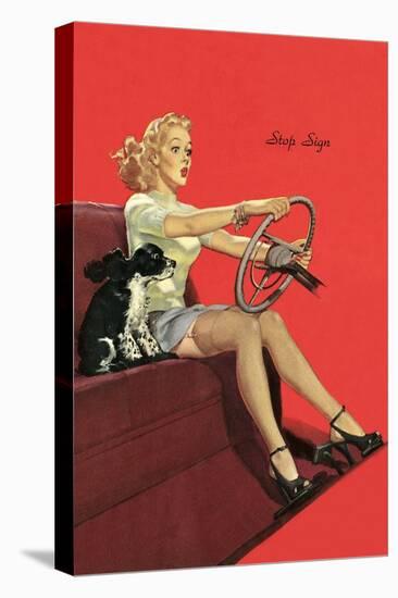 Girl with Steering Wheel-null-Stretched Canvas