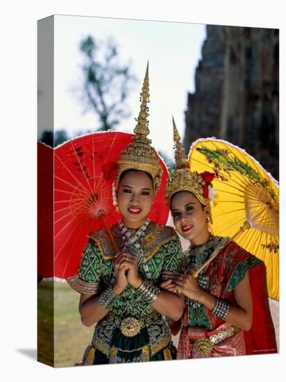 Girls Dressed in Traditional Dancing Costume, Bangkok, Thailand-Steve Vidler-Premier Image Canvas