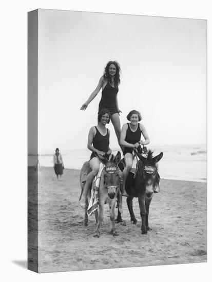 Girls on Donkeys 1920S-null-Premier Image Canvas