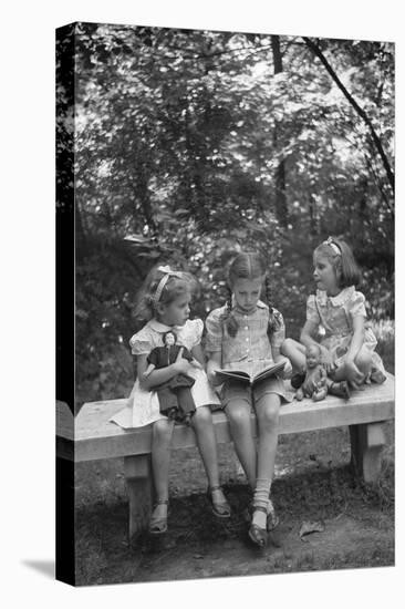Girls Reading on Park Bench-Philip Gendreau-Premier Image Canvas