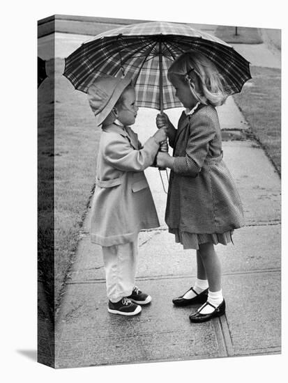 Girls Sharing an Umbrella-Josef Scaylea-Premier Image Canvas