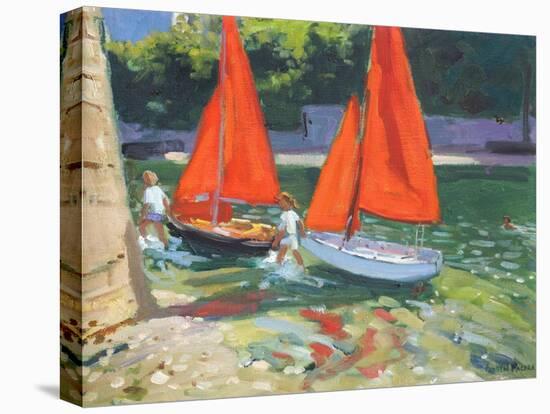 Girls with Sail Boats Looe, 2014-Andrew Macara-Premier Image Canvas