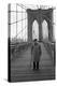 Giuseppe Ungaretti Walking on the Walkway of the Brooklyn Bridge-Mario de Biasi-Premier Image Canvas