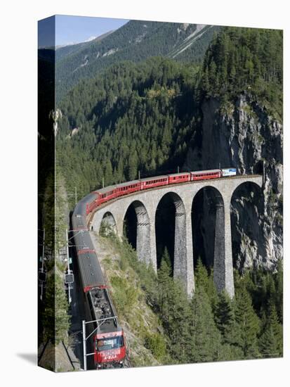 Glacier Express and Landwasser Viaduct, Filisur, Graubunden, Switzerland-Doug Pearson-Premier Image Canvas
