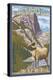 Glacier National Park, Montana - Big Horn Sheep-Lantern Press-Stretched Canvas
