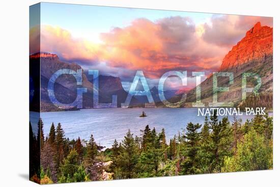 Glacier National Park, Montana - St. Mary Lake and Sunset-Lantern Press-Stretched Canvas