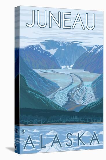 Glacier Scene, Juneau, Alaska-Lantern Press-Stretched Canvas