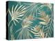 Glam Leaves Teal 1-Urban Epiphany-Stretched Canvas