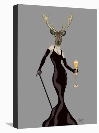 Glamour Deer in Black-Fab Funky-Stretched Canvas