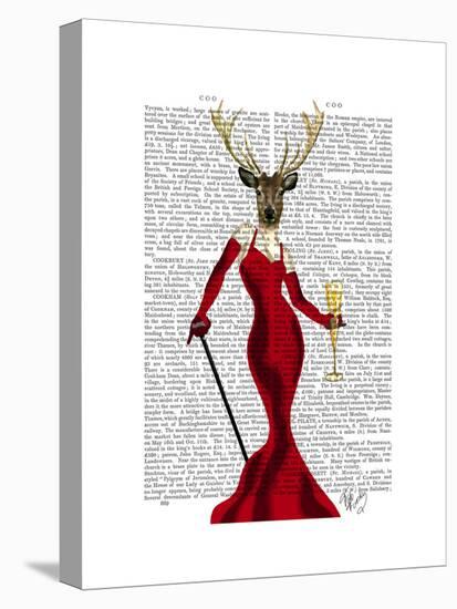 Glamour Deer in Red-Fab Funky-Stretched Canvas