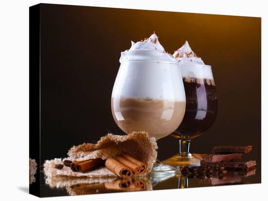 Glasses Of Coffee Cocktail On Brown Background-Yastremska-Premier Image Canvas