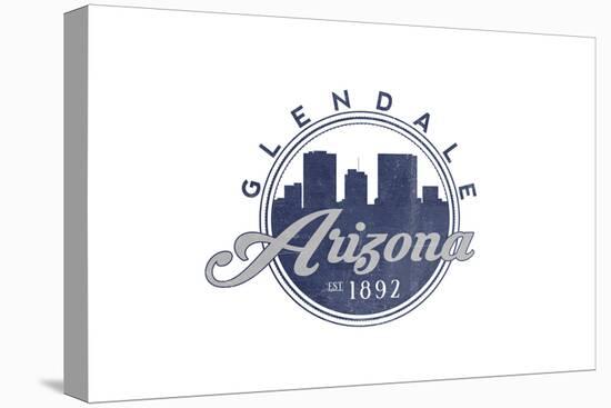 Glendale, Arizona - Skyline Seal (Blue)-Lantern Press-Stretched Canvas