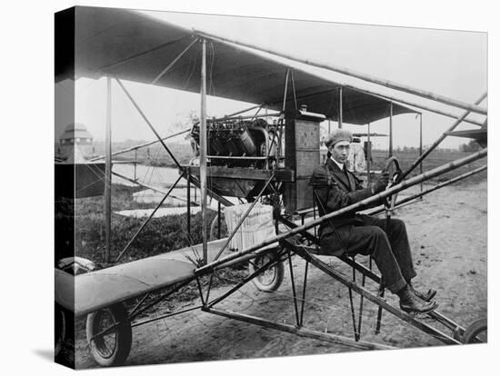 Glenn Martin Delivering Newspapers in His Airplane, 1911-null-Stretched Canvas