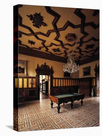 Glimpse of Billiard Room, First Floor, Miramare Castle, Trieste, Friuli-Venezia Giulia, Italy-null-Premier Image Canvas