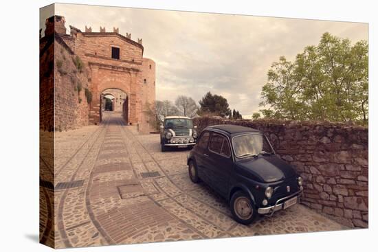 Glimpse of Spello with Vintage Cars in the Foreground, Spello, Perugia District, Umbria, Italy-ClickAlps-Premier Image Canvas