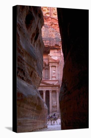 Glimpse of the Treasury from the Siq, Petra, UNESCO World Heritage Site, Jordan, Middle East-Neil Farrin-Premier Image Canvas