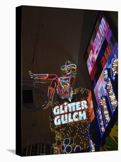 Glitter Gulch, Fremont Street, the Older Part of Las Vegas at Night, Las Vegas, Nevada, USA-Robert Harding-Premier Image Canvas
