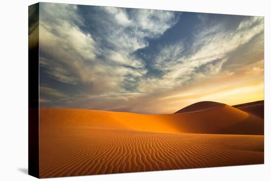 Global Warming Concept. Lonely Sand Dunes under Dramatic Evening Sunset Sky at Drought Desert Lands-Perfect Lazybones-Premier Image Canvas