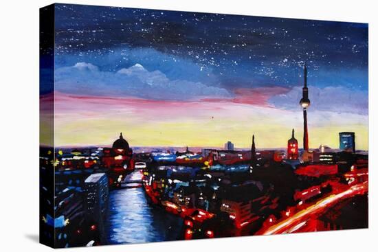 Gloomy Skyline of Berlin Germany-Martina Bleichner-Stretched Canvas