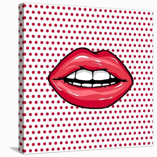 Glossy Pop Art Lips-null-Stretched Canvas