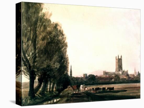 Gloucester from the Meadows, Gloucestershire, Landscape with Cattle and Grass, Cotswolds, c.1840-Peter De Wint-Premier Image Canvas